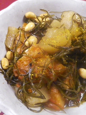 大根さつま揚げ大豆の煮物