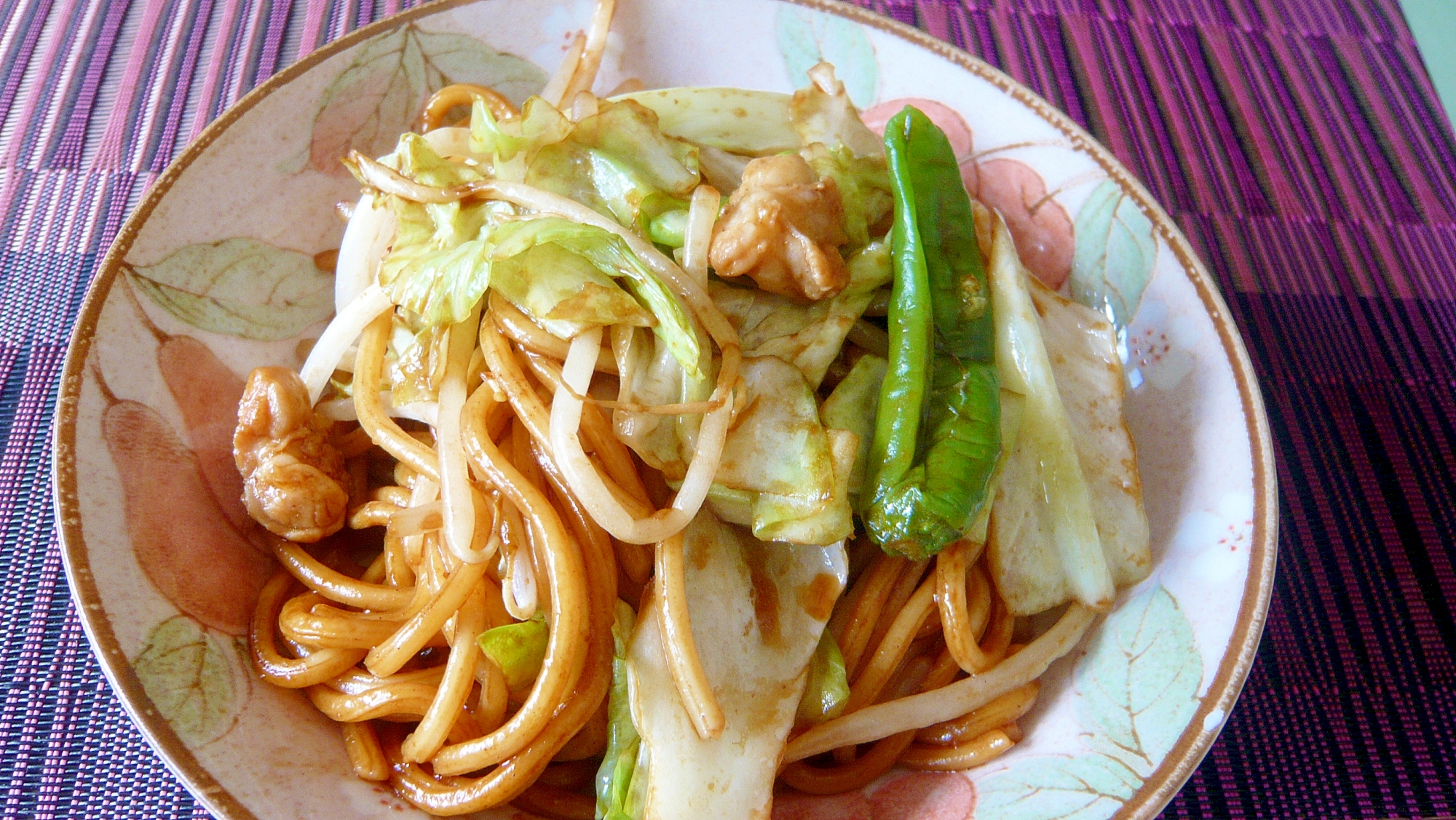 ❤　鶏せせり＆しし唐入り焼きそば　❤