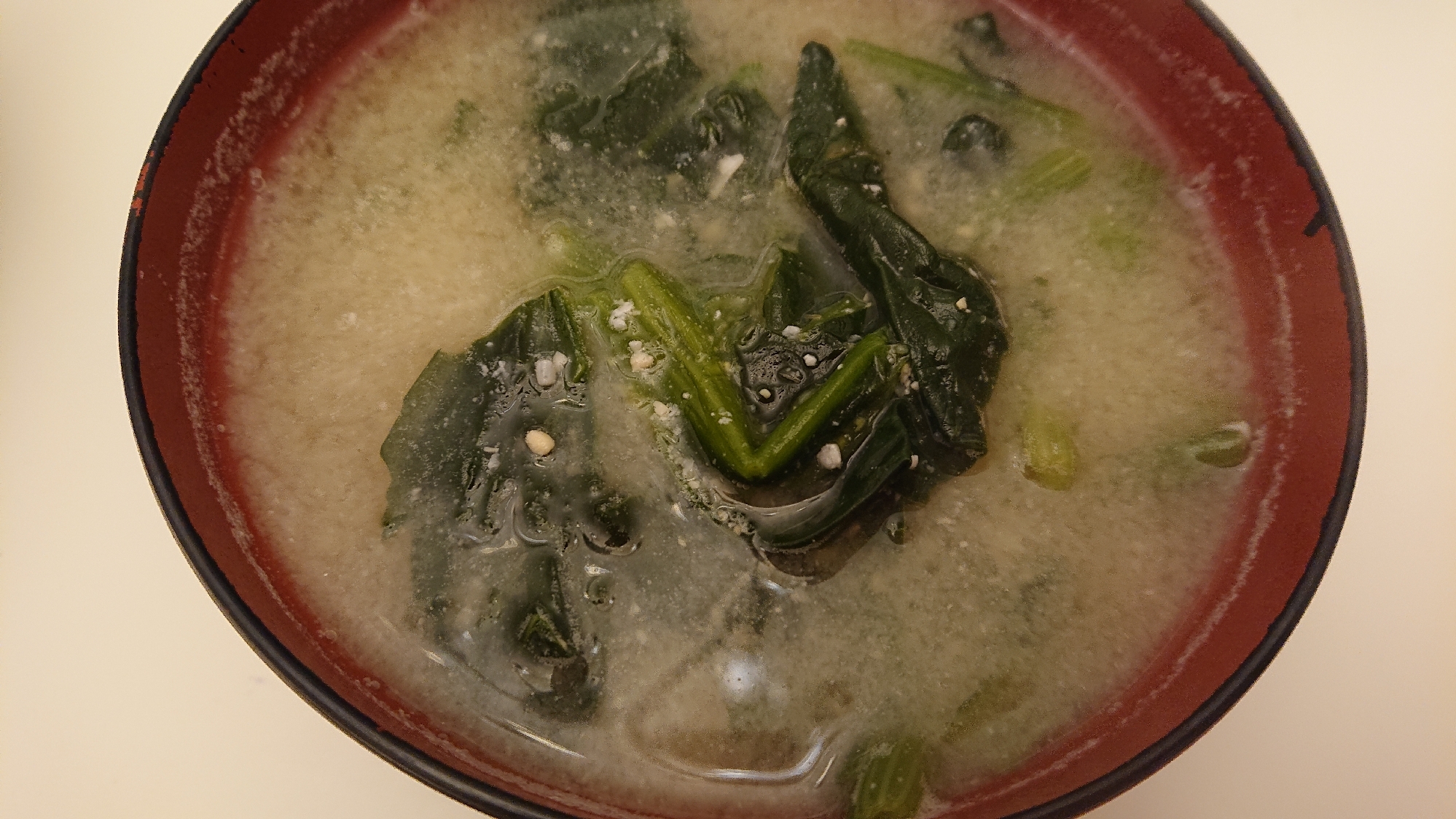 小松菜とほうれん草の味噌汁