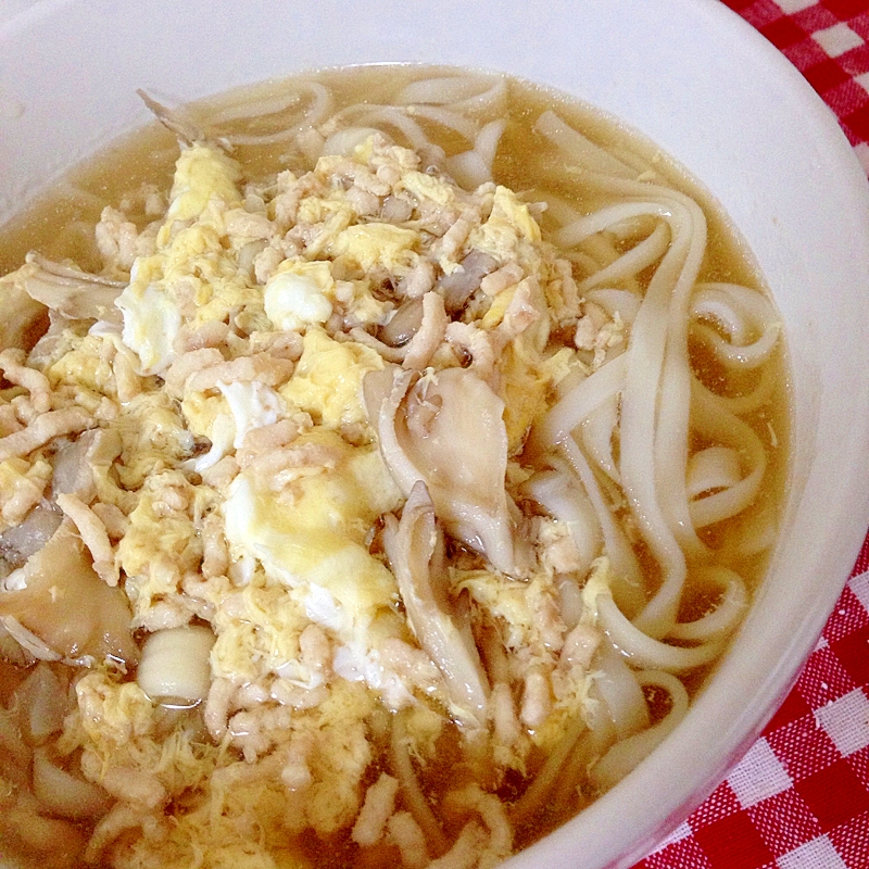 舞茸とひき肉のかき玉うどん♡