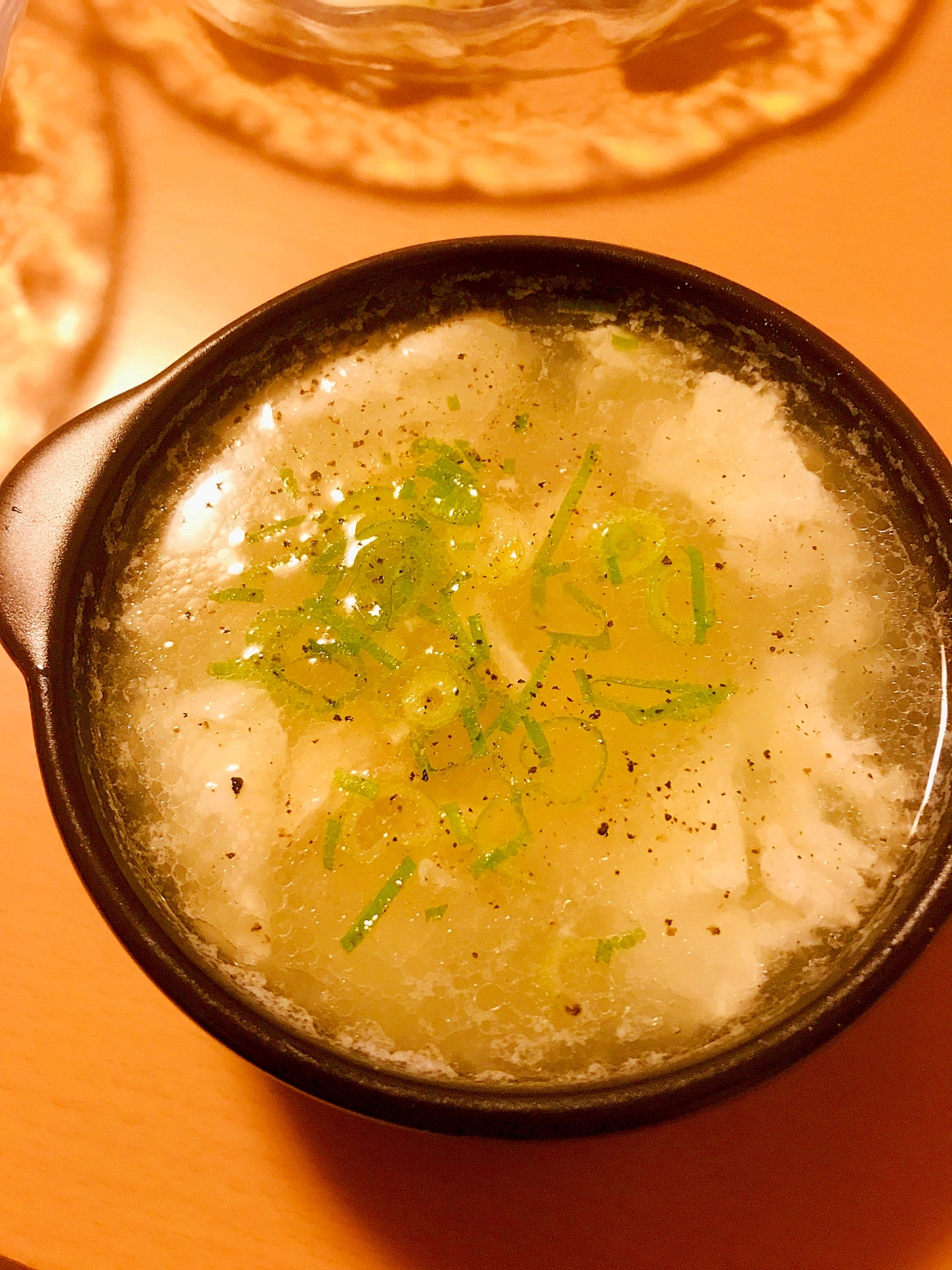 シンプル●鶏肉の塩茹で溶き玉子スープ