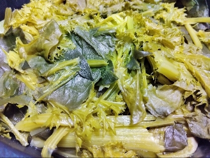 わさび菜とウインナー炒め