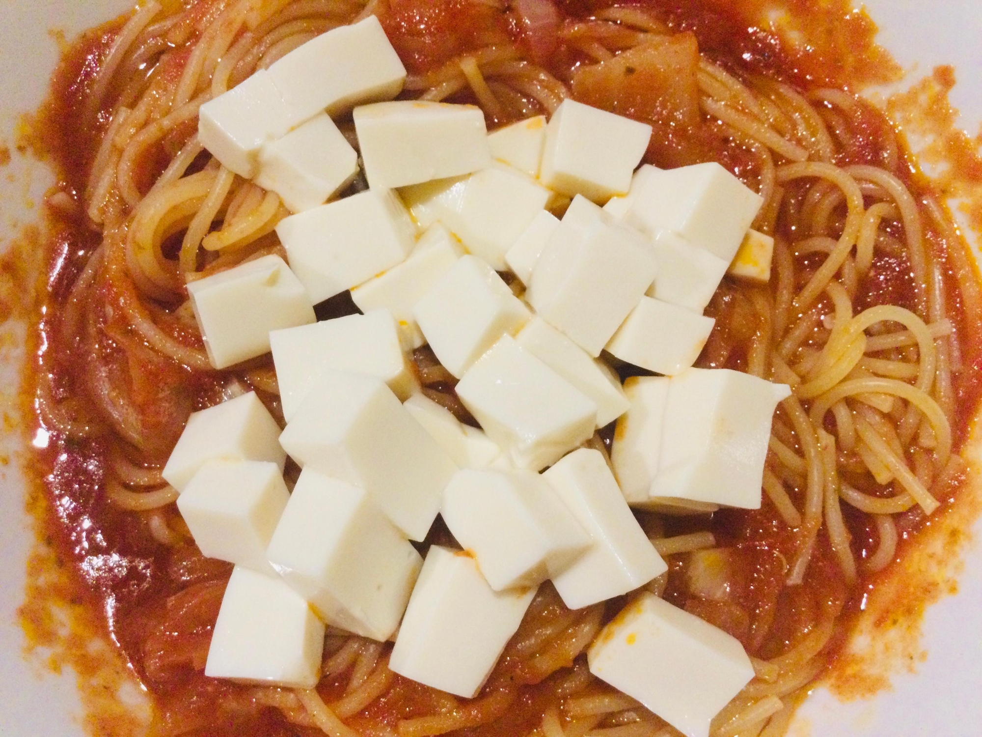 豆腐トマトソースパスタ