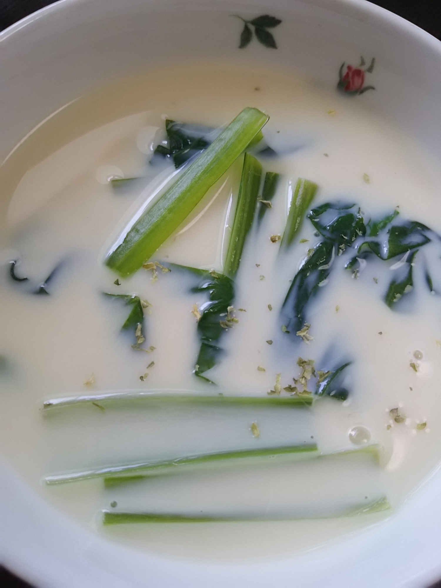 小松菜の豆乳スープ(^^)