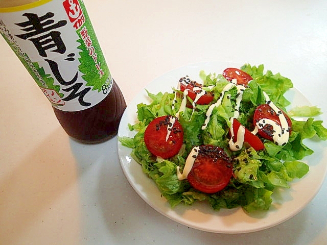 青ドレ＆マヨで　グリーンレタスとプチトマトのサラダ