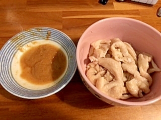 鶏皮の塩茹と酢味噌