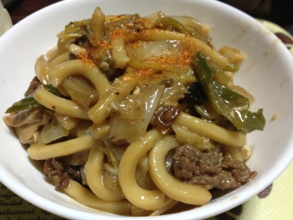 ネギたっぷりすき焼き風『肉うどん』