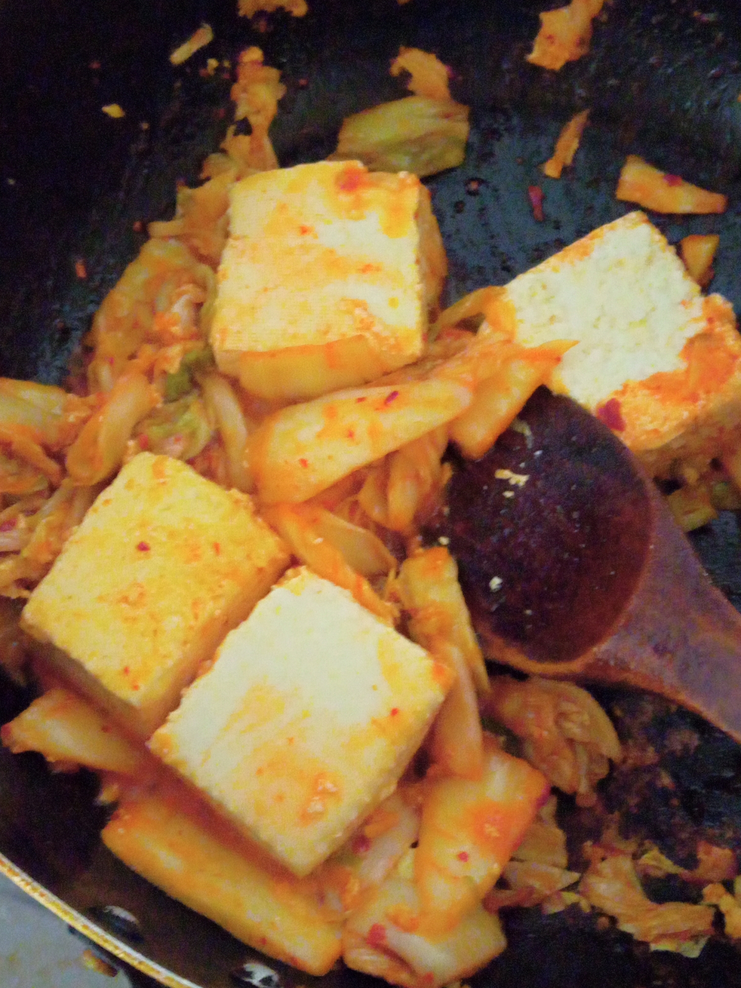 豆腐とキムチの炒め物