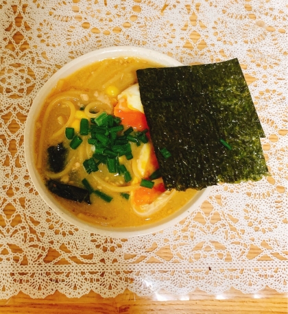 味付け海苔ラーメン \(˃͈ᴗ ˂͈ ｡) ﾉ*♬とてもおいしくできましたෆ*ｵｨｼｨෆ(⸝⸝> ᢦ <⸝⸝)ˎˊ˗