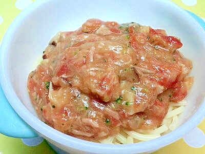 【離乳食】ツナ＆ブロッコリーのトマトソースパスタ