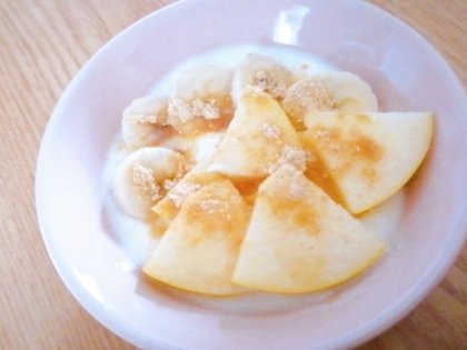 柚子ジャムヨーグルトのりんご＆バナナのせ