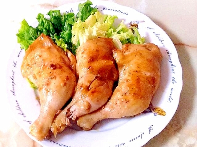 圧力鍋でやわらかい?骨付き鶏もも肉の醤油ソテー♪
