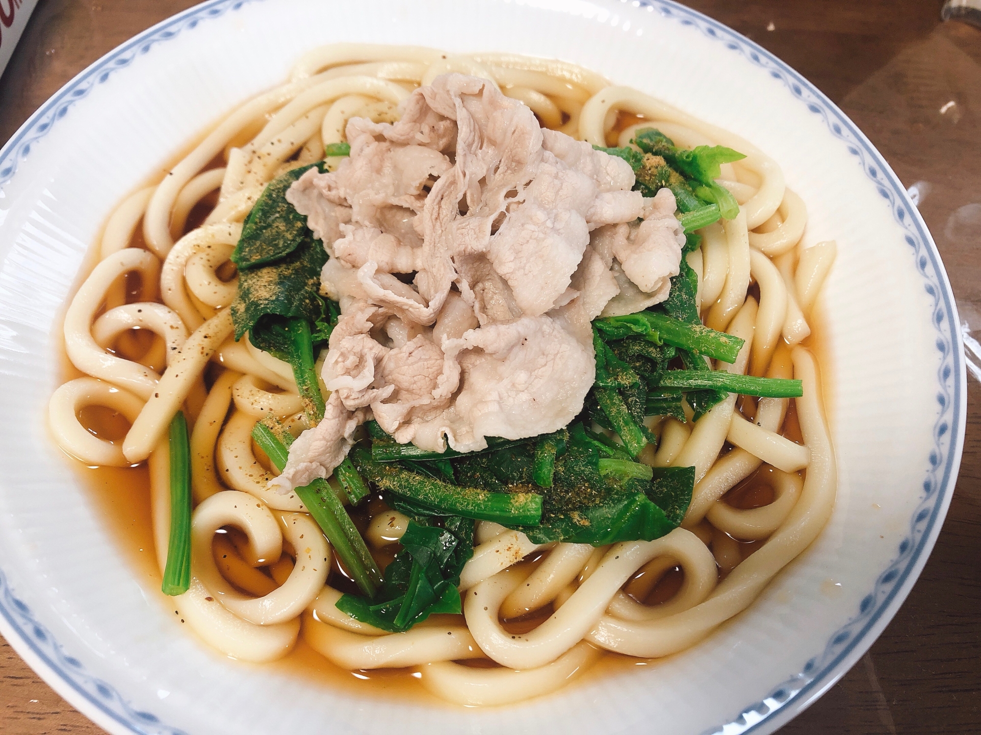 ひとりごはん。豚しゃぶとほうれん草のうどん