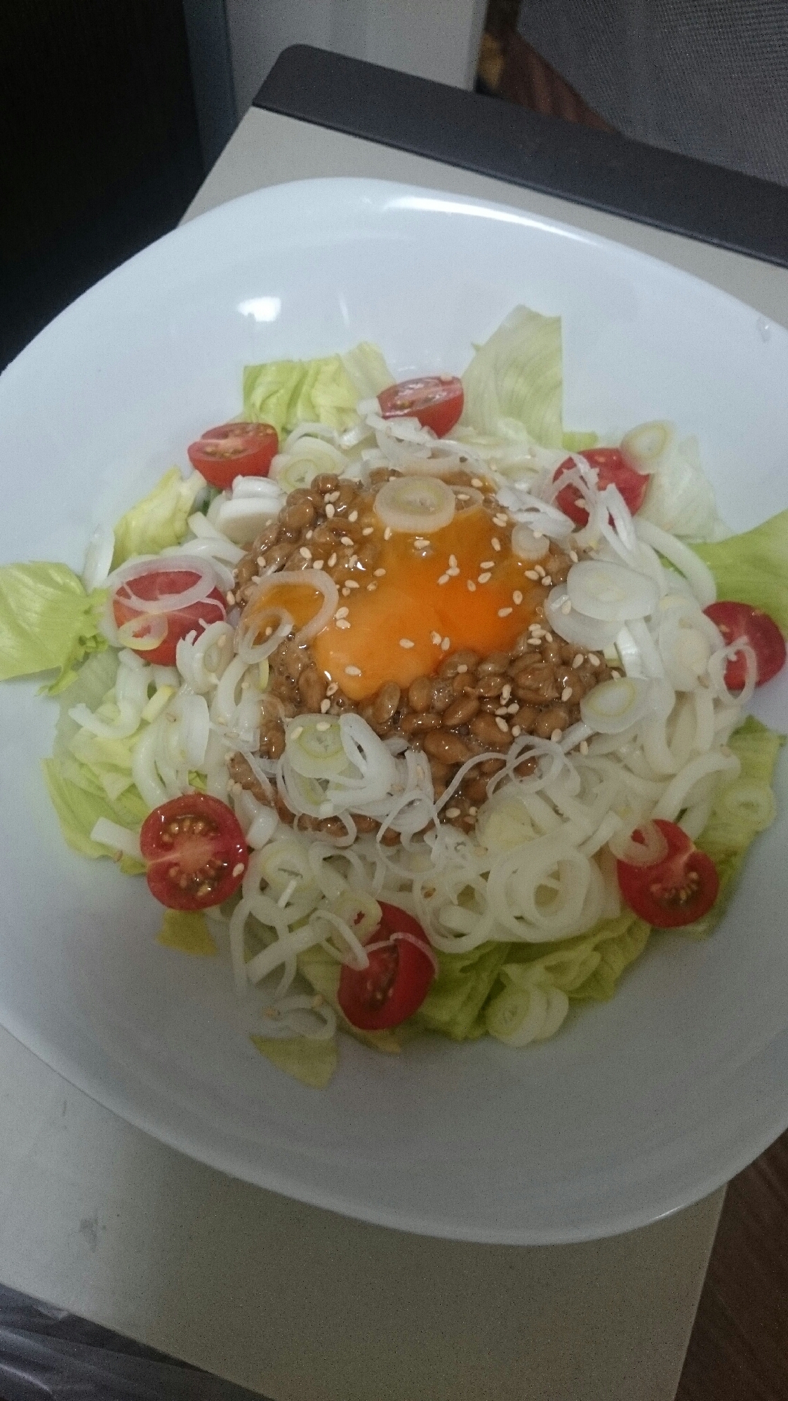 さっぱり！サラダ納豆うどん