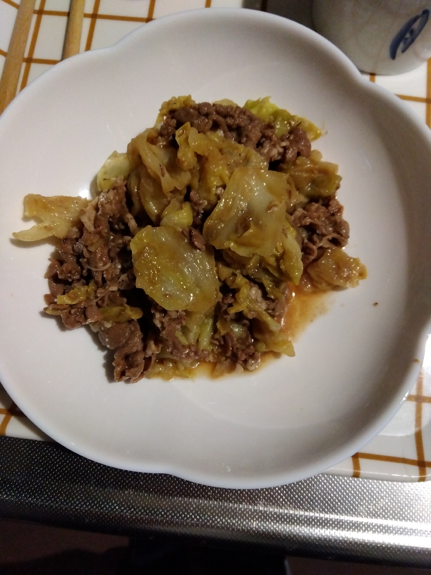 キャベツと牛肉の炒めもの
