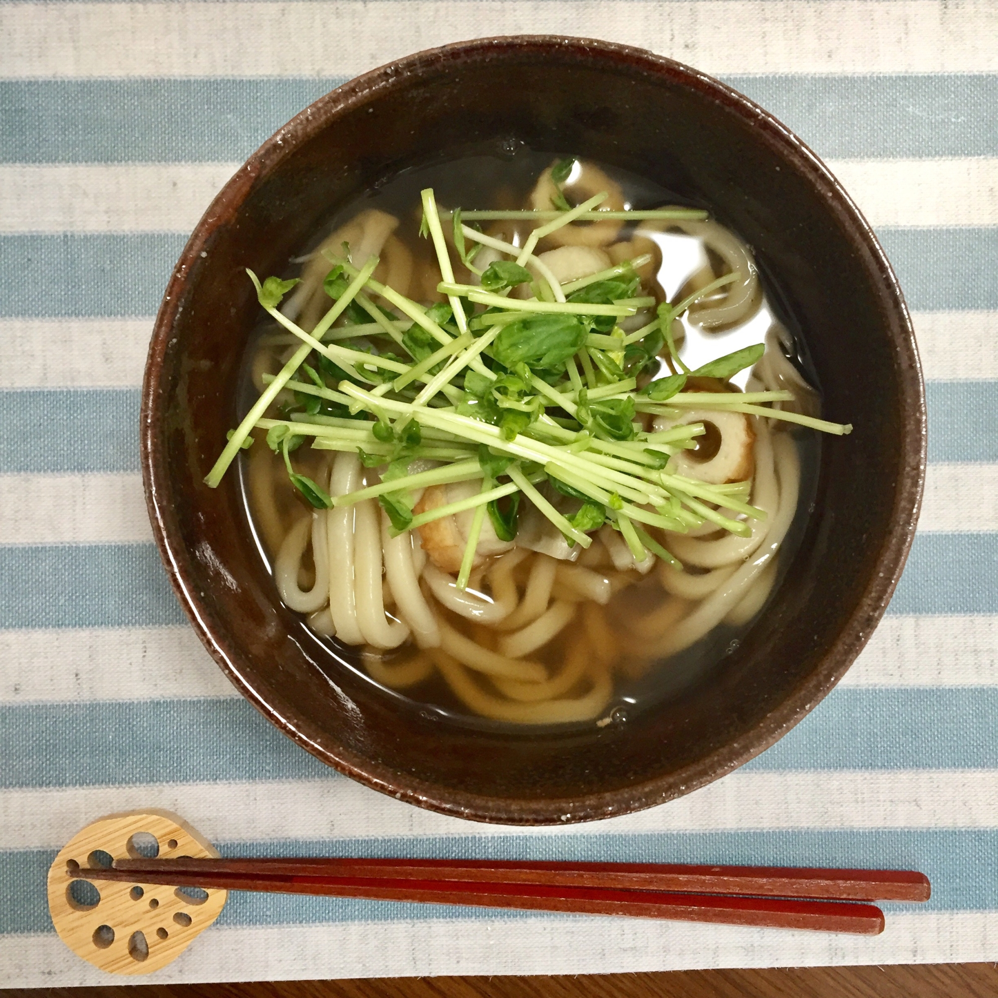 まいたけと豆苗のおうどん