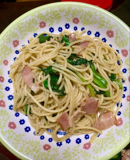 ほうれん草とベーコンの和風パスタ