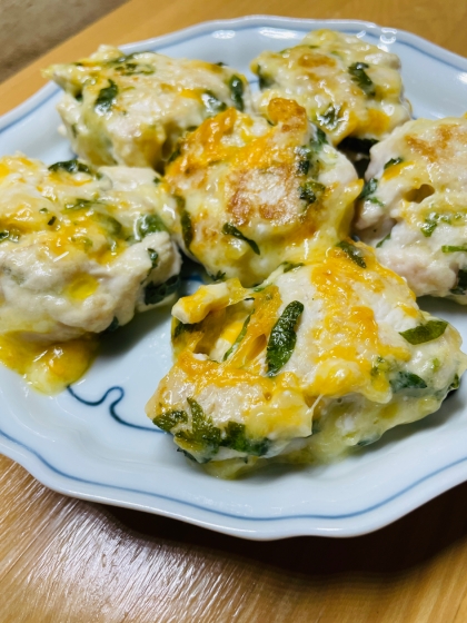 材料全部混ぜて焼くだけ　ササミ大葉マヨ焼き