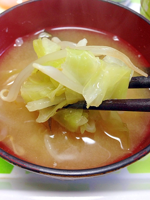 シャッキリ食感！春キャベツともやしの味噌汁