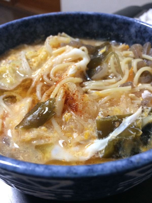 残り物、味噌汁パスタ