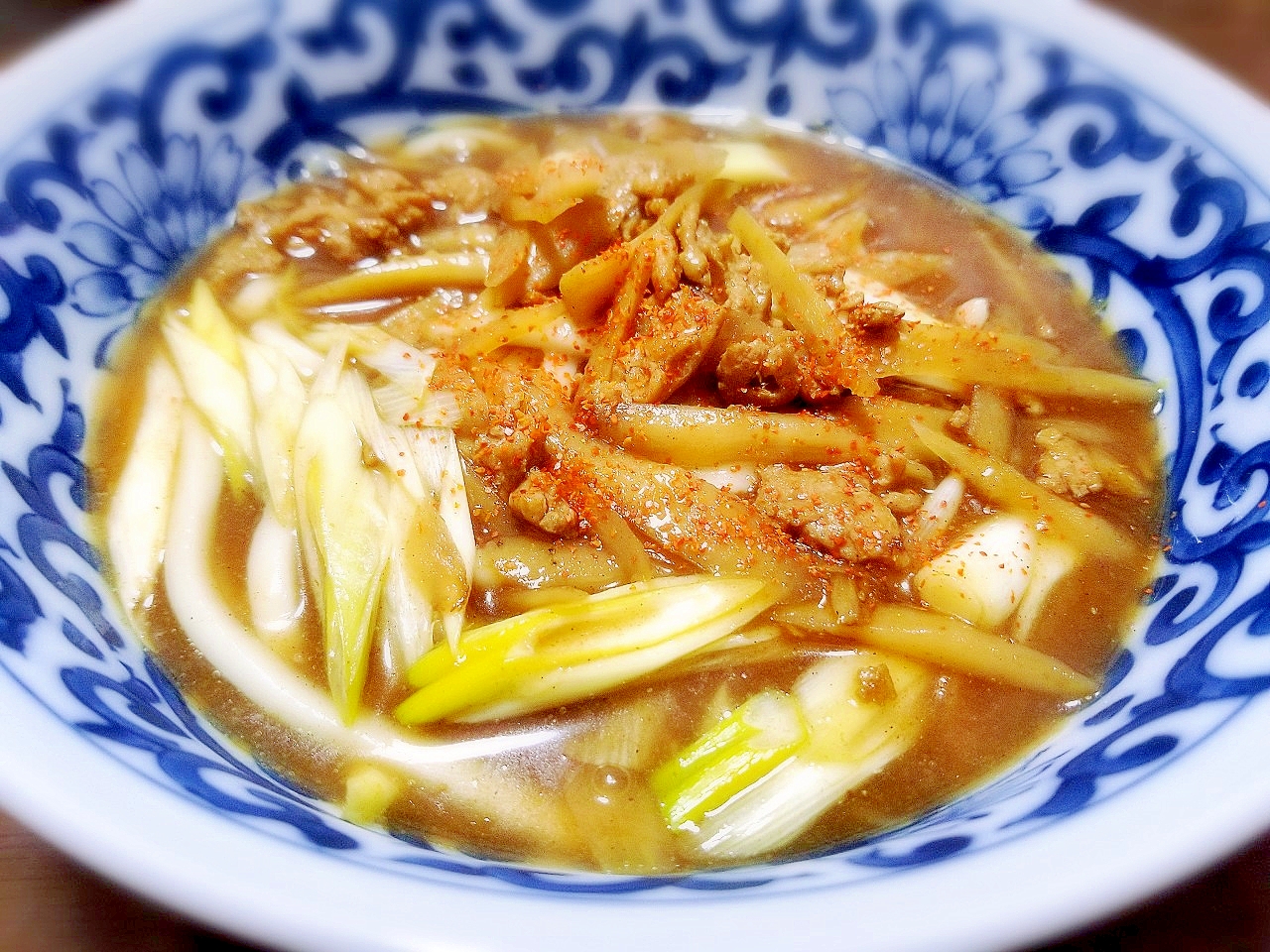 鶏ごぼう餡かけカレーうどん☆