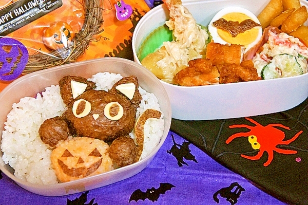 ハロウィンキャラ弁☽黒猫とジャック・オ・ランタン★