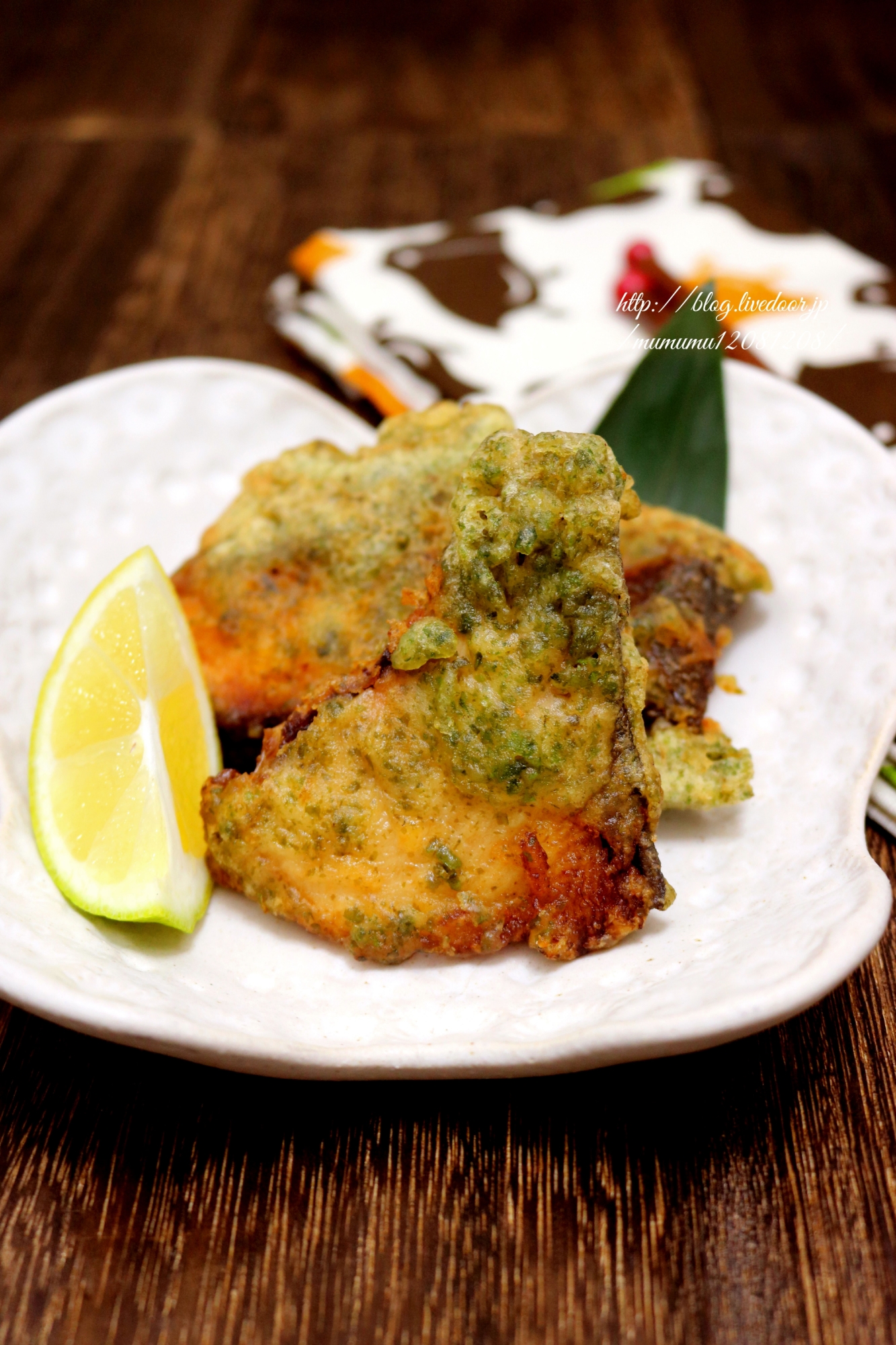 鰤の磯辺天ぷら・レモン風味。