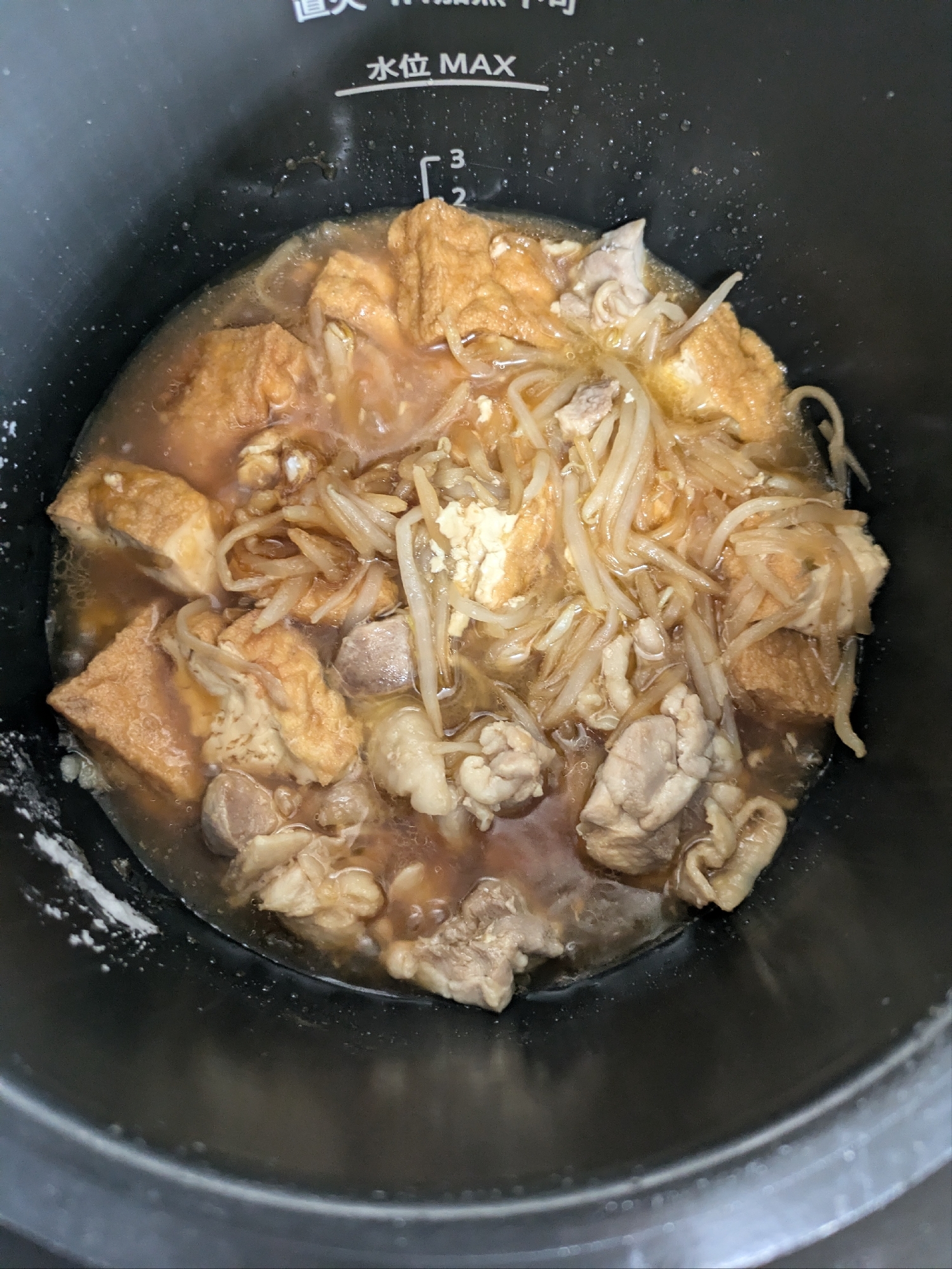 鶏肉、厚揚げ、もやしの煮物〜ホットクック〜