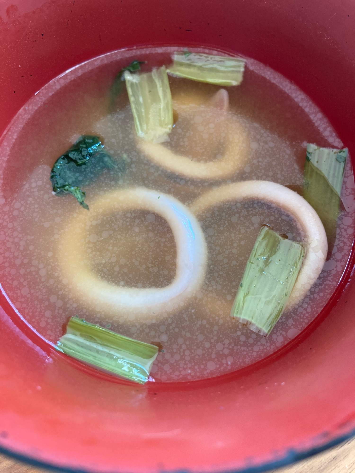 いかと小松菜の味噌汁