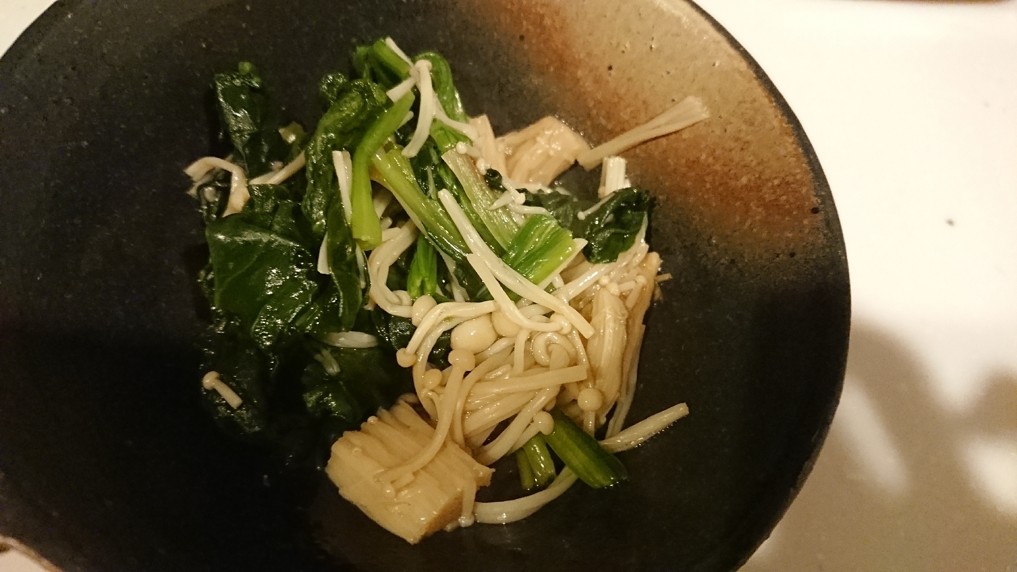 ほうれん草とえのきの麺つゆ煮