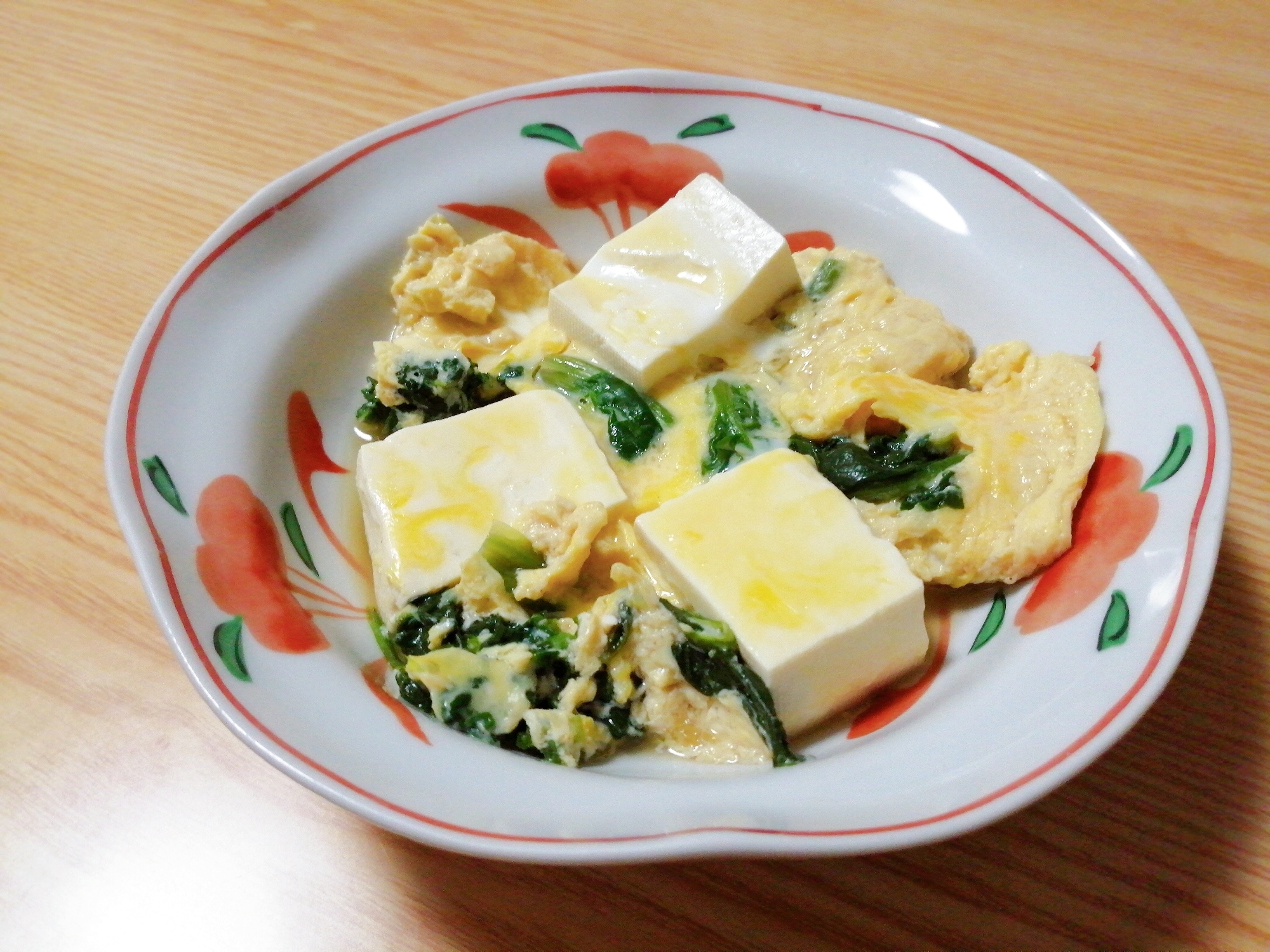 豆腐とほうれん草の卵とじ