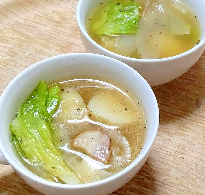 新じゃがと春キャベツとベーコンのスープ