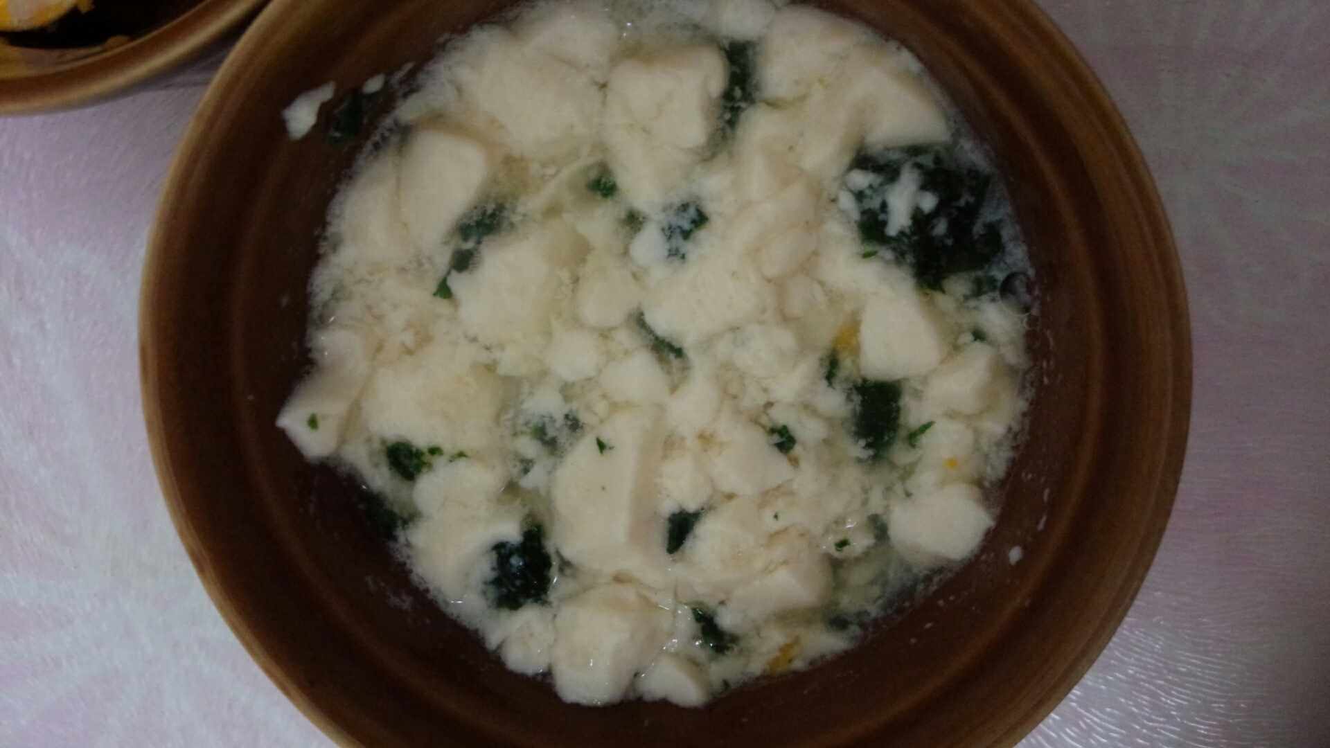 【離乳食中期】ほうれん草と豆腐のスープ