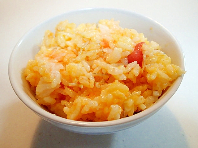 卵黄と辛子明太子とちりめんじゃこの混ぜご飯