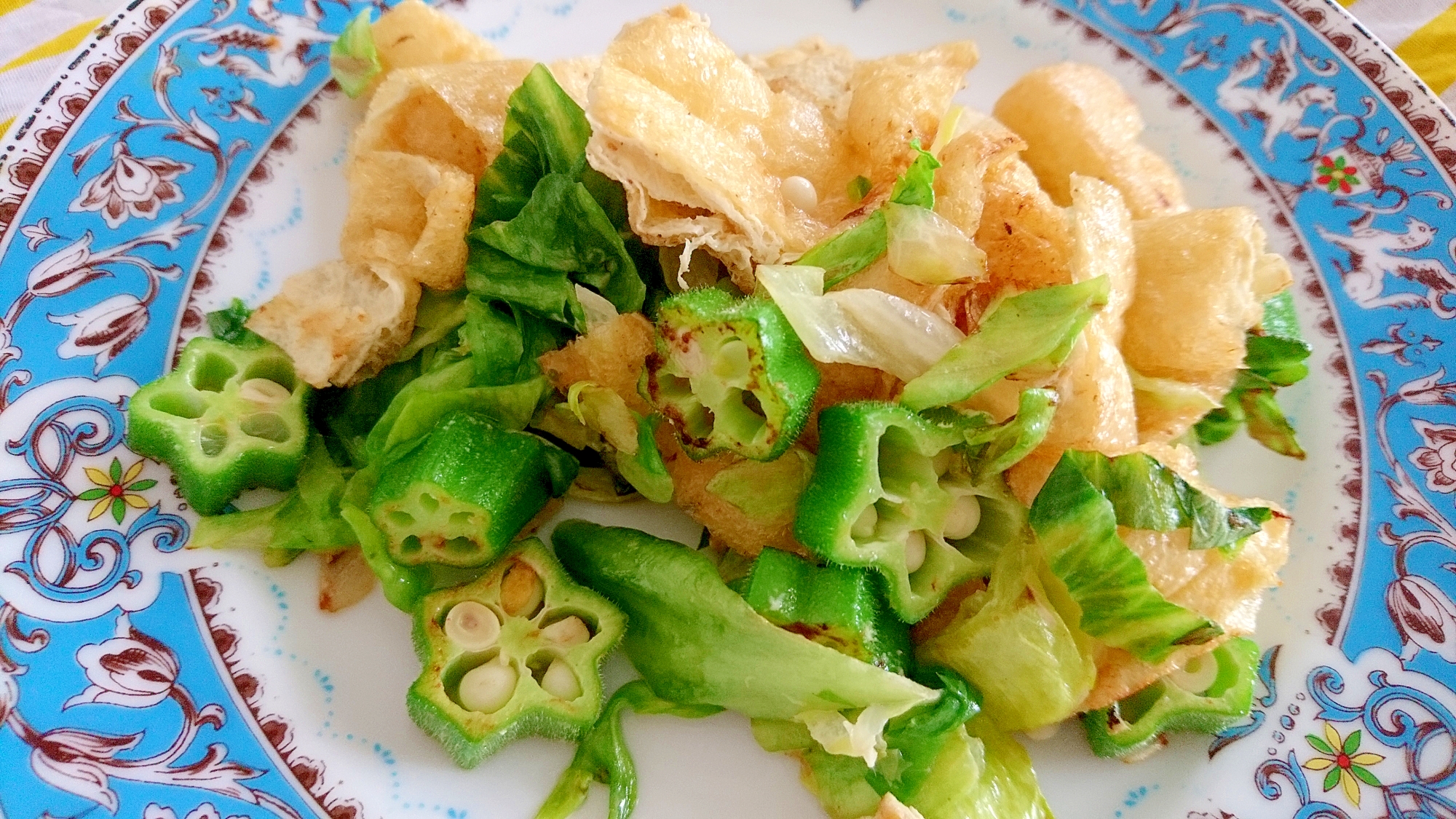 オクラと油揚げのマヨ醤油炒め