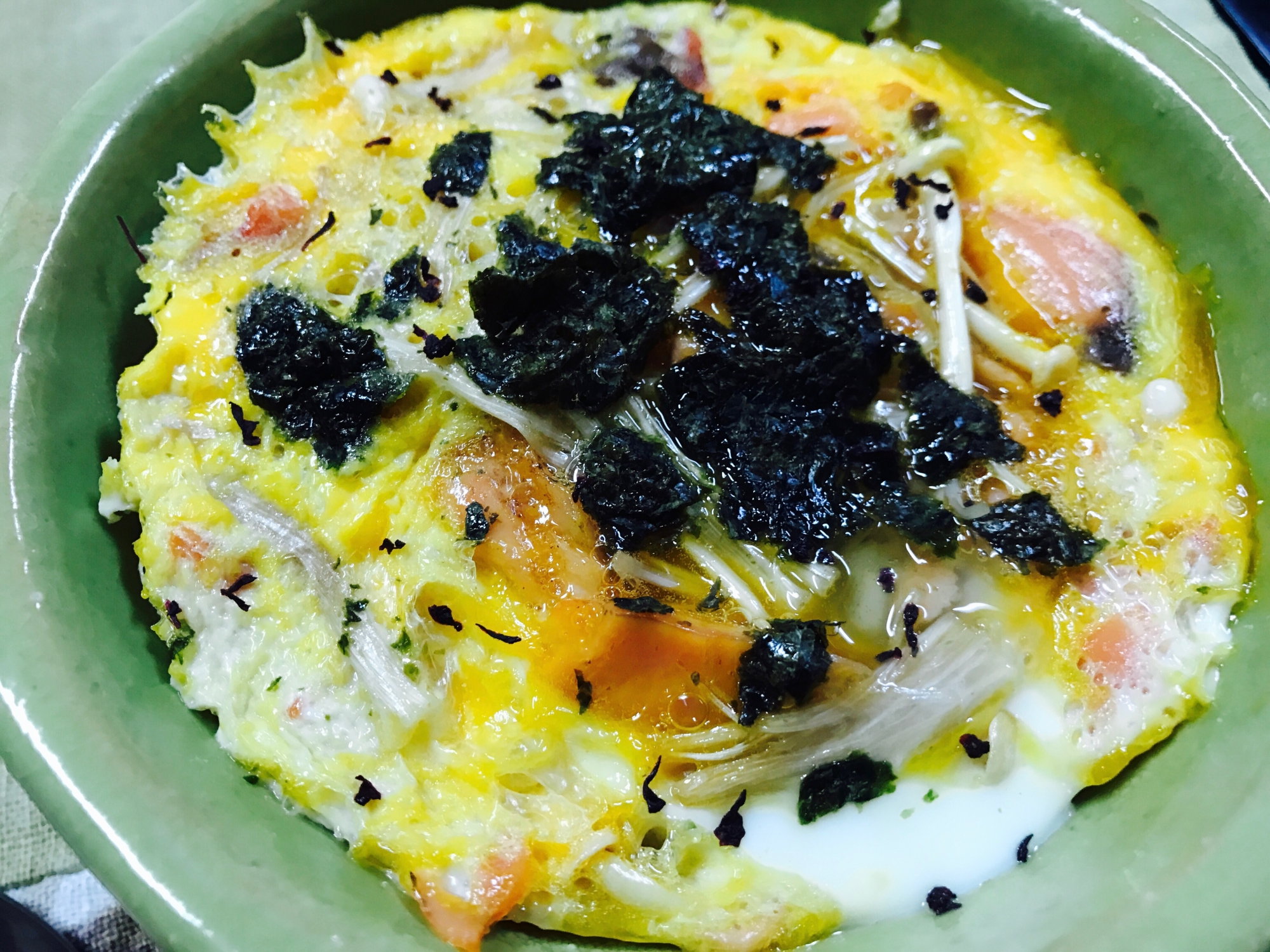 リメイク！焼き鮭とえのきの海苔卵丼