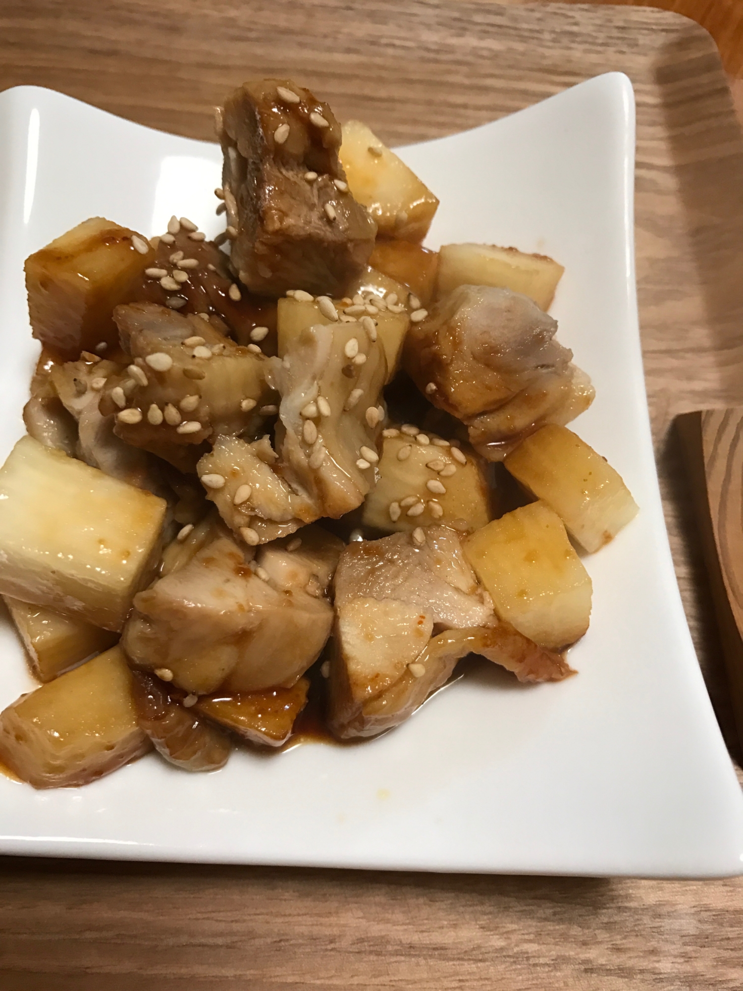 コロコロ長芋と鶏肉の焼肉だれ炒め