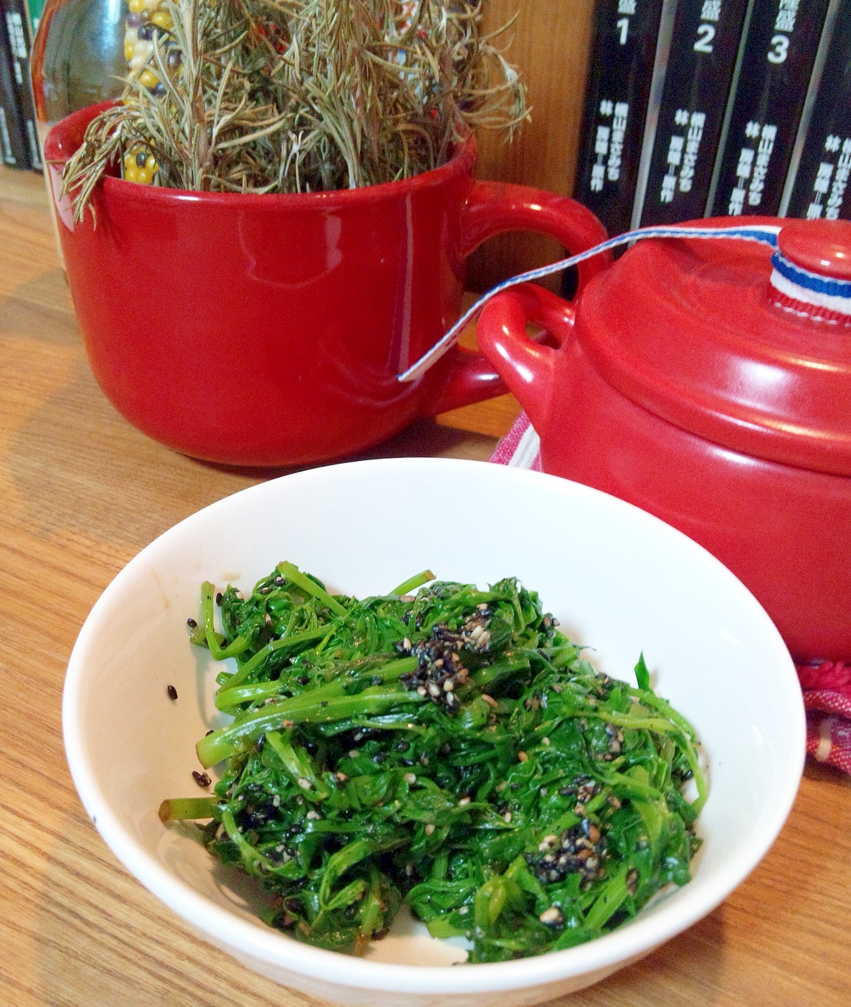 あずき菜の胡麻和え・レンジで簡単に☆