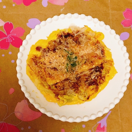 エビ・イカ・ちくわたっぷり☆新キャベツのお好み焼き