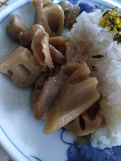 圧力鍋で鶏肉と蓮根の煮物