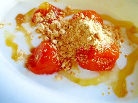 金柑の甘露煮ときな粉の　カスピ海ヨーグルト