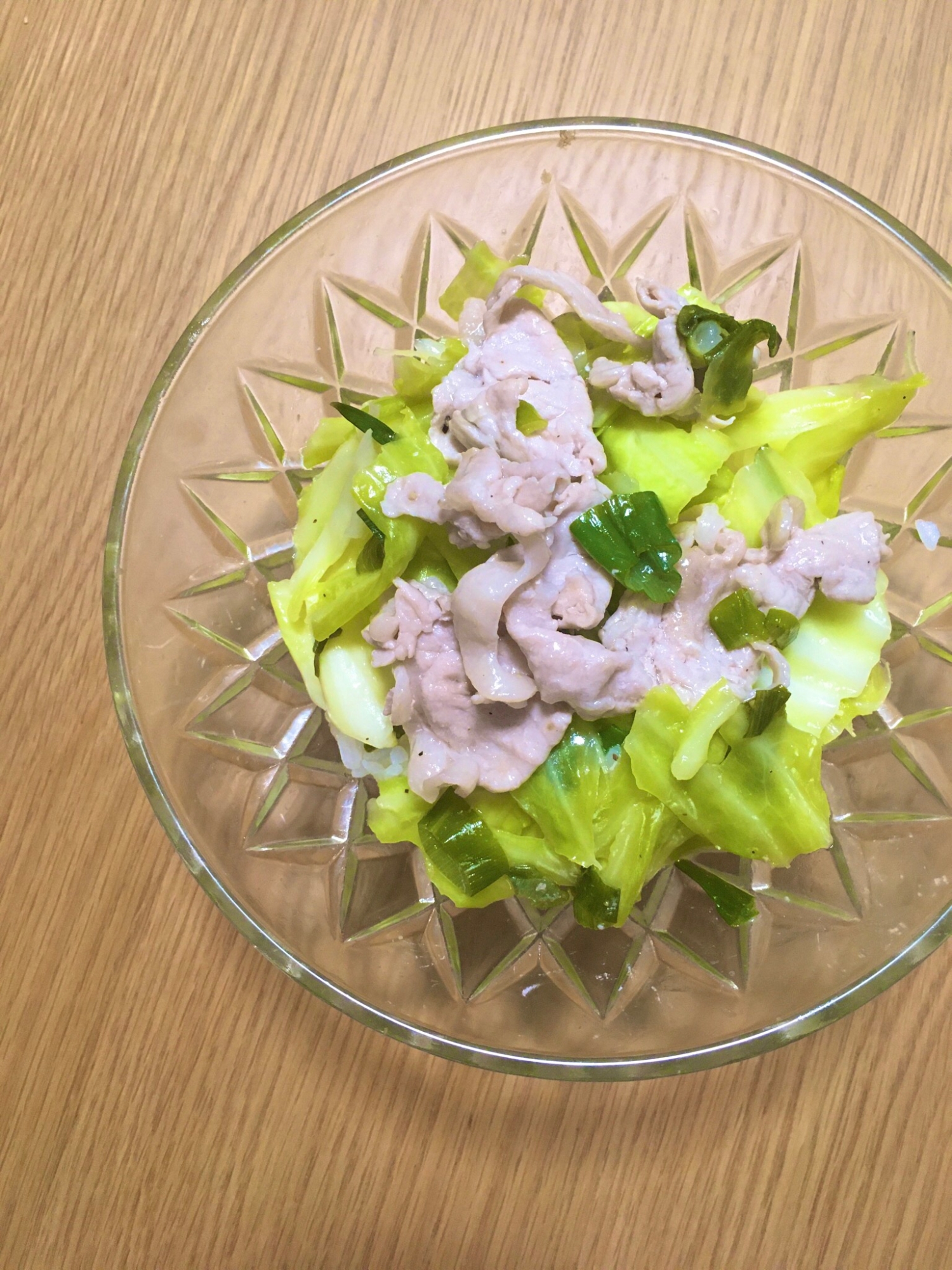 キャベツ盛り盛り、ネギ塩豚丼。