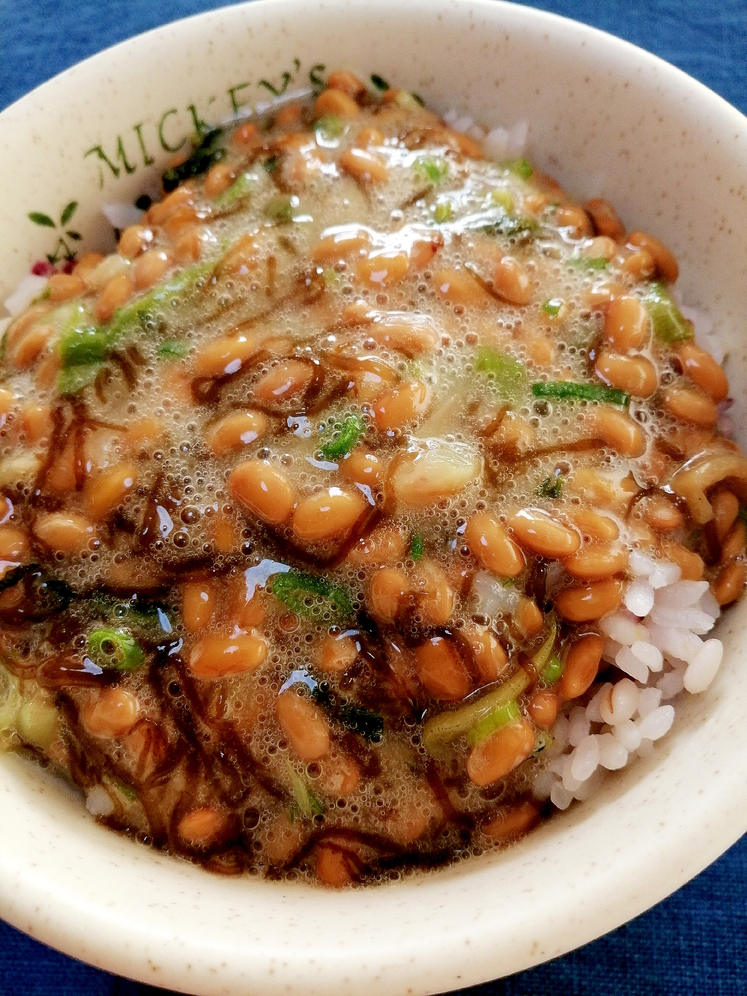 納豆の食べ方-もずく＆高菜ザーサイ♪