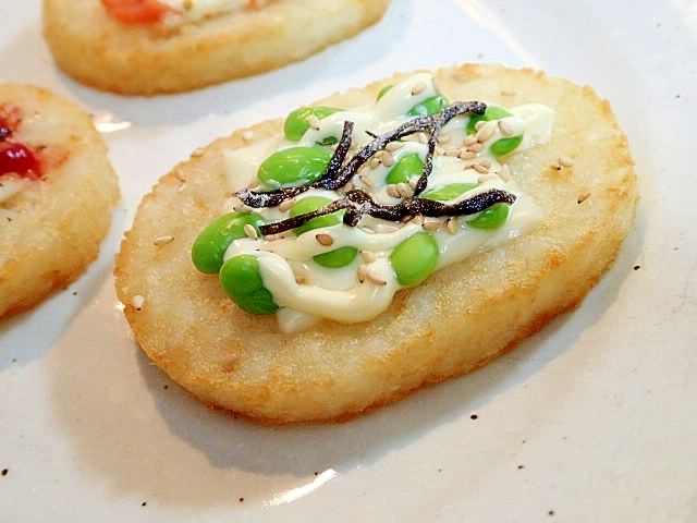 ごまマヨで　枝豆と塩昆布のハッシュドポテト