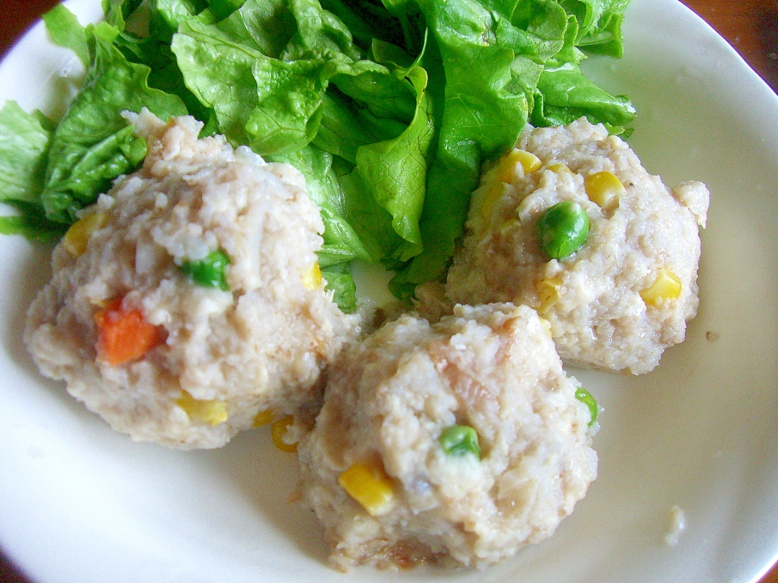 レンコンと鶏挽肉の、シャキシャキもちもち団子