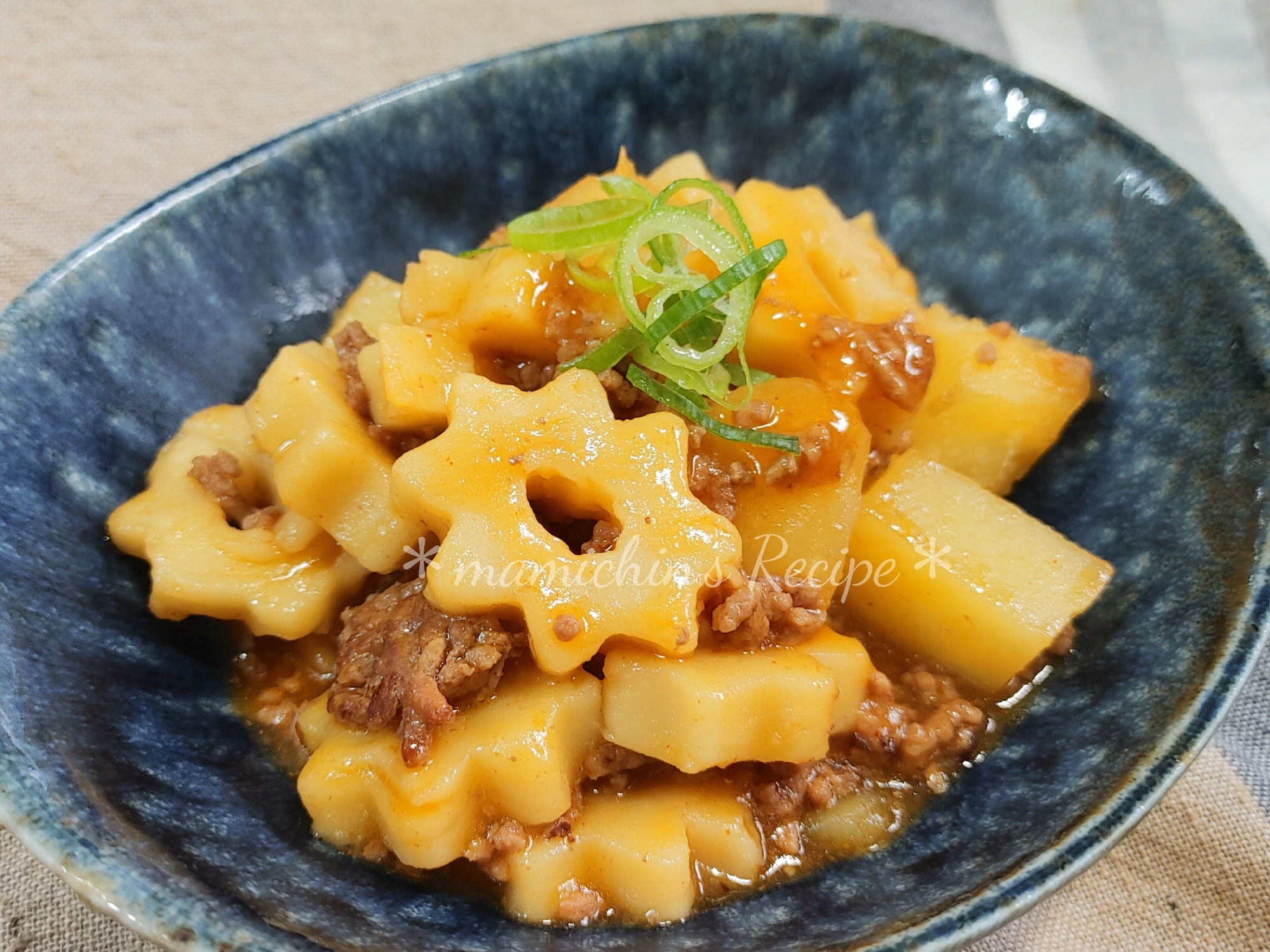 ちくわぶ＊じゃが芋のピリ辛煮物