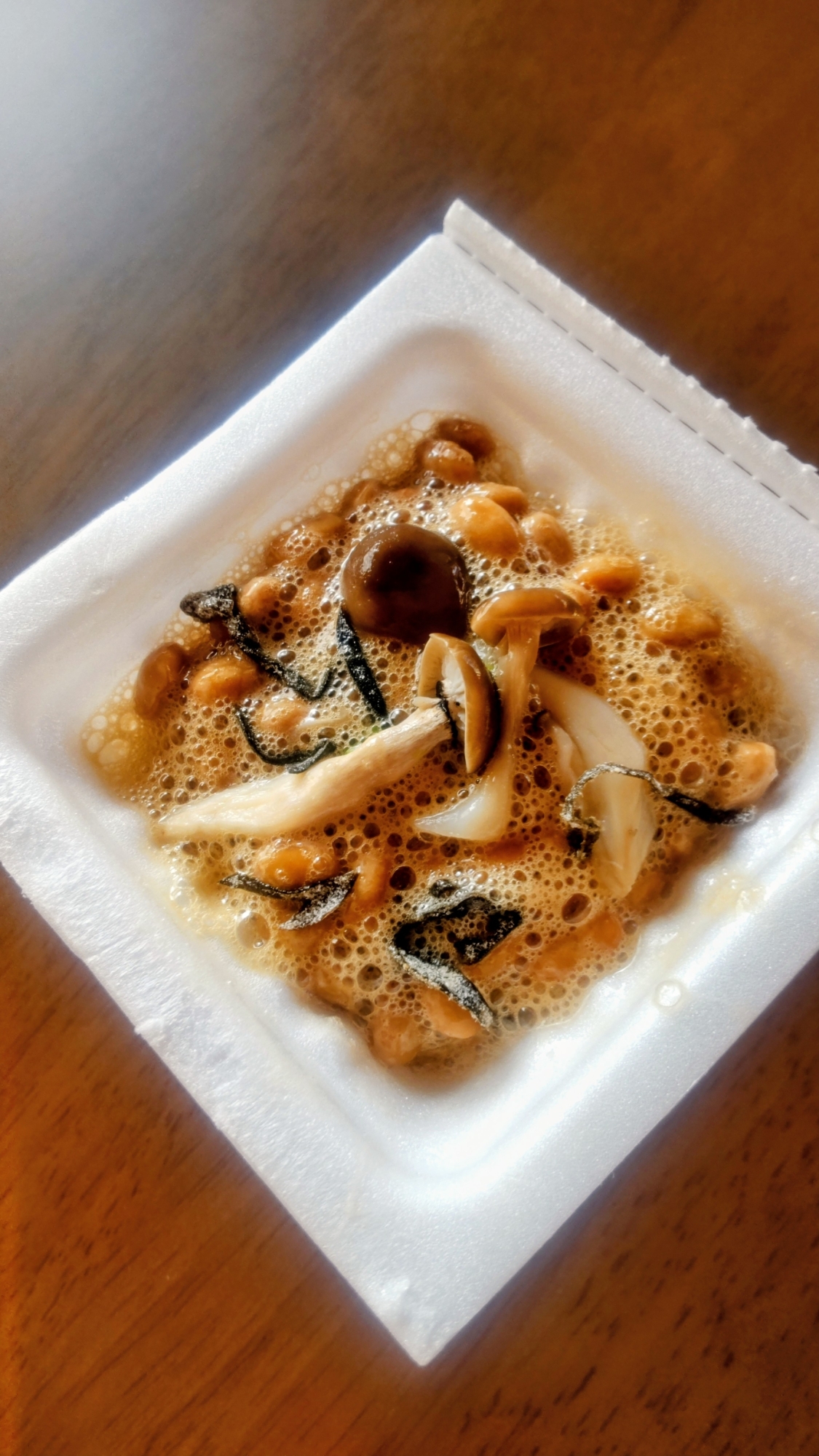 しめじと塩昆布の納豆