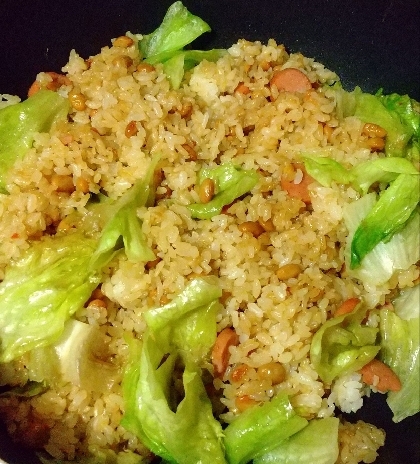 納豆とごま油の相性抜群♪納豆炒飯