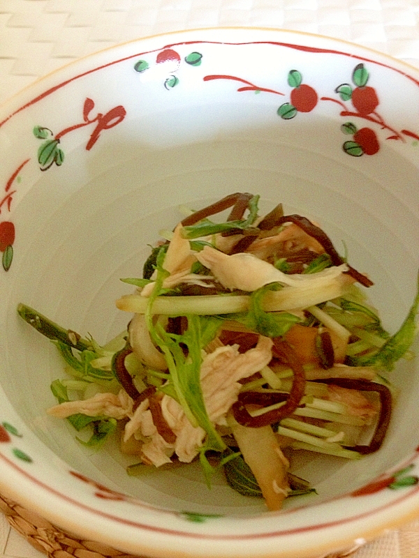 【お手伝いレシピ】ささみと塩昆布の即席和え