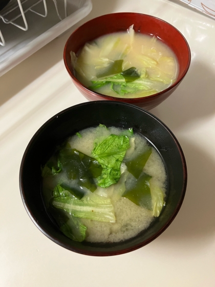 サラダ菜とワカメのお味噌汁